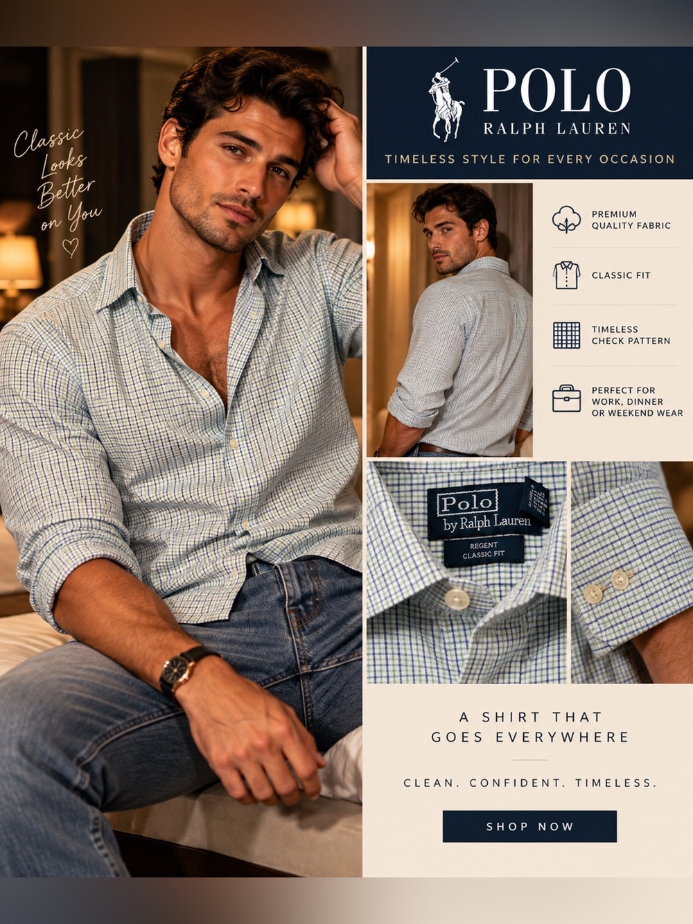 Ralph Lauren Men’s Check Button-Down Shirt - Blue & Green